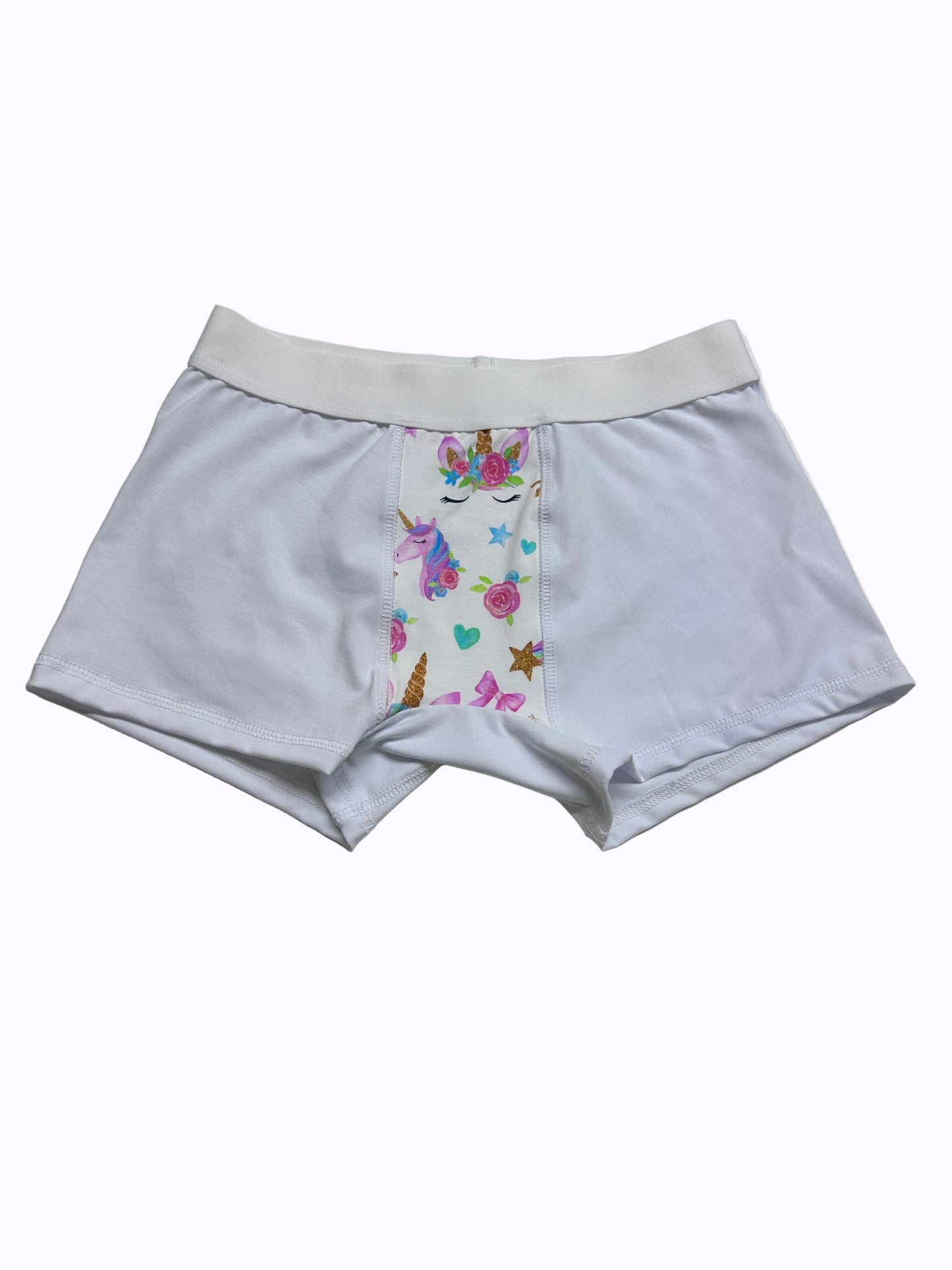 Жіночі білі стандартні боксери з вставкою Єдинорожки