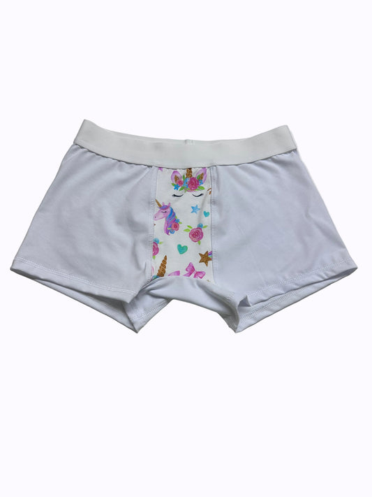 Жіночі білі стандартні боксери з вставкою Єдинорожки