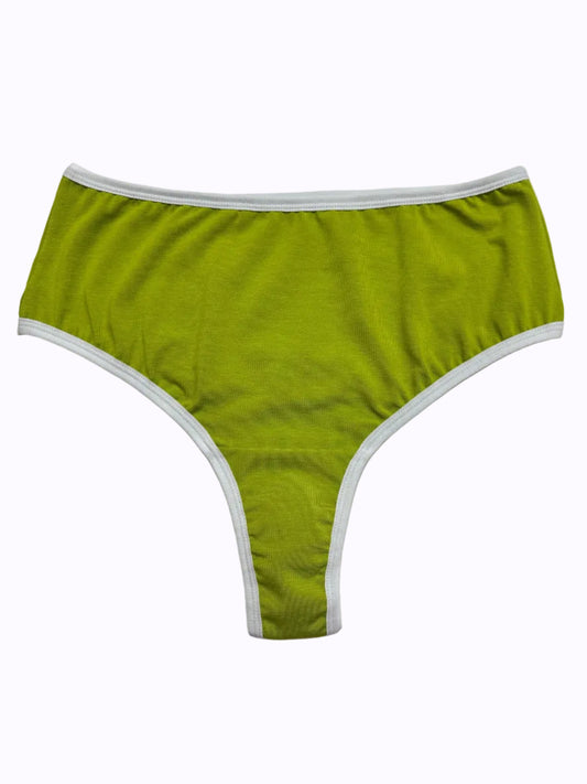 Оливкові високі бразиліано з білою резинкою